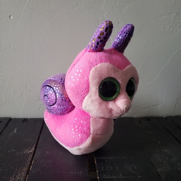 Ty Beanie Boo Baby Pink Snail Scooter Plush Toy - Picture 1 of 7
